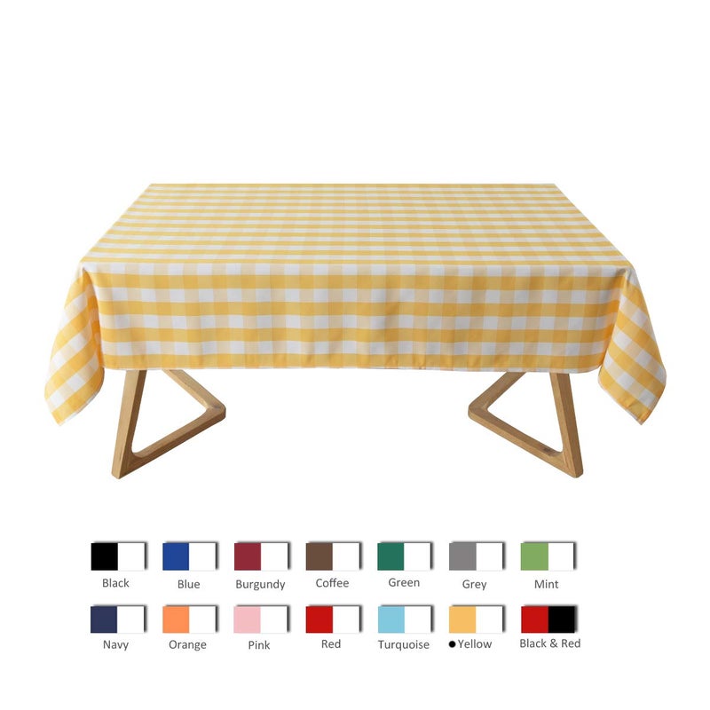 maxmill Checkered Rectangle Tablecloth Water Resistance Wrinkle Free Spillproof Heavy Weight Gingham Plaid Table Cloth for Buffet Banquet Parties Holiday Dinner, 60 x 84 Inch Yellow and White - Image 3